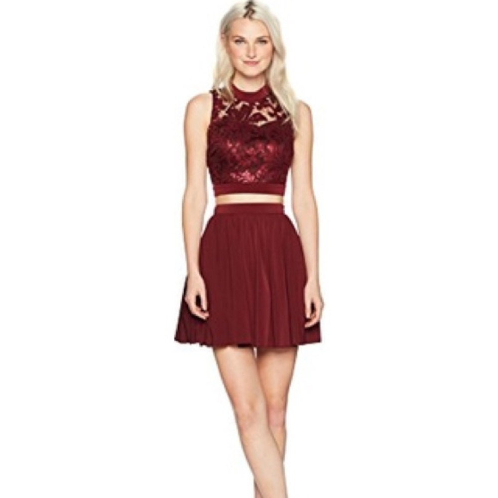 burgundy two-piece homecoming outfit! size 5